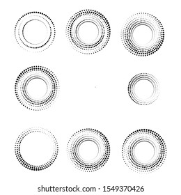 Halftone dots in circle form. round logo . vector dotted frame . design element