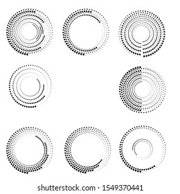 Halftone dots in circle form. round logo . vector dotted frame . design element