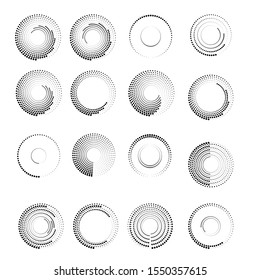 Halftone dots in circle form. round logo . vector dotted frame . design element