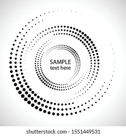 Halftone dots in circle form. round logo . vector dotted frame . design element