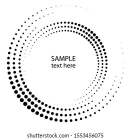 Points demi-tons en forme de cercle. logo rond . image vectorielle cadre pointillé. élément de conception