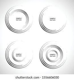 Halftone dots in circle form. round logo . vector dotted frame . design element