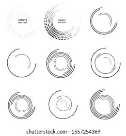 Halftone dots in circle form. round logo . vector dotted frame . design element