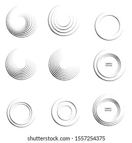 Halftone dots in circle form. round logo . vector dotted frame . design element