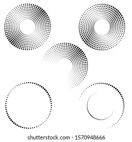 Halftone dots in circle form. round logo . vector dotted frame . design element