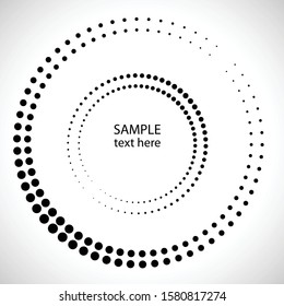 Halftone dots in circle form. round logo . vector dotted frame . design element