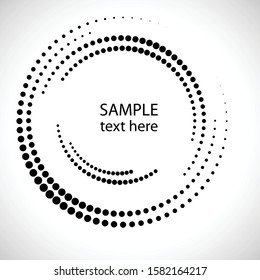 Halftone dots in circle form. round logo . vector dotted frame . design element