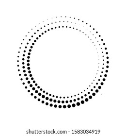 Halftone dots in circle form. round logo . vector dotted frame . design element