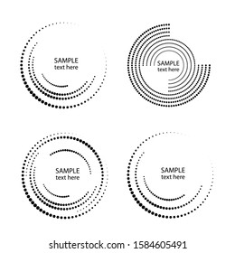 Halftone dots in circle form. round logo . vector dotted frame . design element