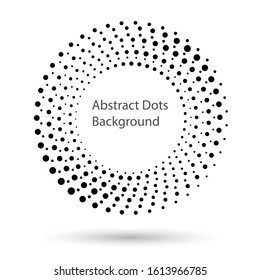 Halftone dots in circle form. Round logo or icon. Vector dotted frame as design element