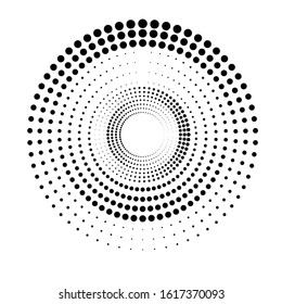 Halftone dots in circle form. round logo . vector dotted frame . design element