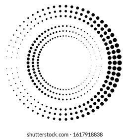 Halftone dots in circle form. round logo . vector dotted frame . design element