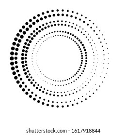 Halftone dots in circle form. round logo . vector dotted frame . design element
