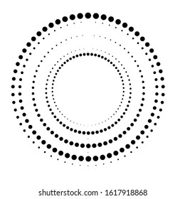 Halftone dots in circle form. round logo . vector dotted frame . design element