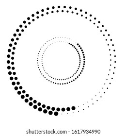 Halftone dots in circle form. round logo . vector dotted frame . design element