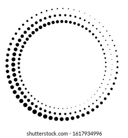 Halftone dots in circle form. round logo . vector dotted frame . design element