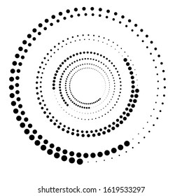Halftone dots in circle form. round logo . vector dotted frame . design element