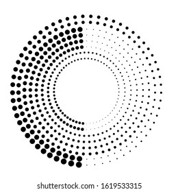 Halftone dots in circle form. round logo . vector dotted frame . design element