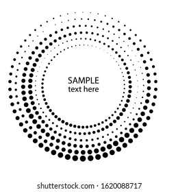Halftone dots in circle form. round logo . vector dotted frame . design element