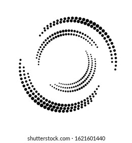 Halftone dots in circle form. round logo . vector dotted frame . design element