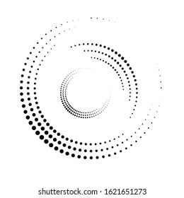 Halftone dots in circle form. round logo . vector dotted frame . design element