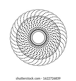 Halftone dots in circle form. round logo . vector dotted frame . design element