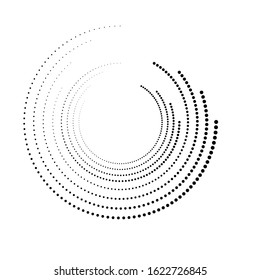 Halftone dots in circle form. round logo . vector dotted frame . design element