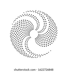 Halftone dots in circle form. round logo . vector dotted frame . design element