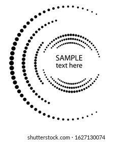 Halftone dots in circle form. round logo . vector dotted frame . design element