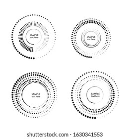 Halftone dots in circle form. round logo . vector dotted frame . design element