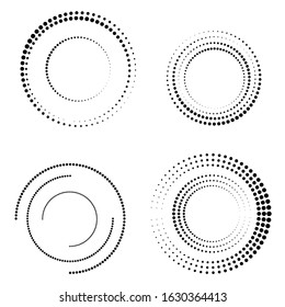 Halftone dots in circle form. round logo . vector dotted frame . design element