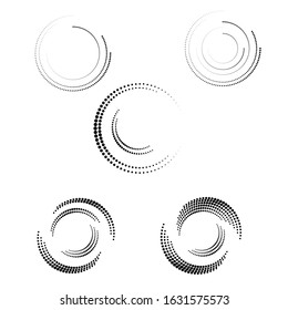 Halftone dots in circle form. round logo . vector dotted frame . design element