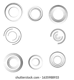 Halftone dots in circle form. round logo . vector dotted frame . design element