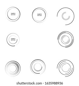 Halftone dots in circle form. round logo . vector dotted frame . design element