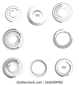 Halftone dots in circle form. round logo . vector dotted frame . design element