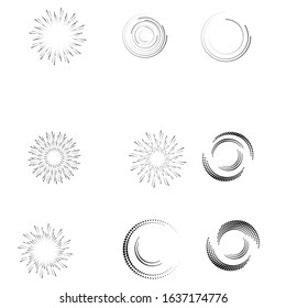Halftone dots in circle form. round logo . vector dotted frame . design element