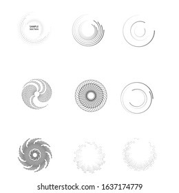 Halftone dots in circle form. round logo . vector dotted frame . design element