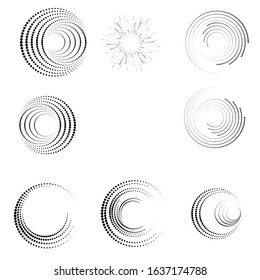 Halftone dots in circle form. round logo . vector dotted frame . design element