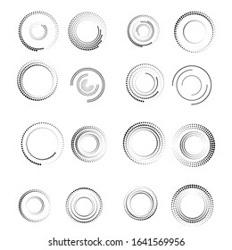 Halftone dots in circle form. round logo . vector dotted frame . design element