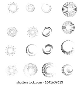 Halftone dots in circle form. round logo . vector dotted frame . design element