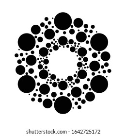 Halftone dots in circle form. round logo . vector dotted frame . design element