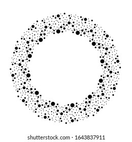 Halftone Punkte in Kreisform. Rundlogo . Vektorillustration gepunkteter Rahmen. Designelement