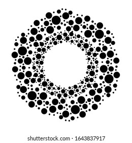 Halftone dots in circle form. round logo . vector dotted frame . design element