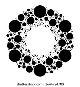 Halftone dots in circle form. round logo . vector dotted frame . design element