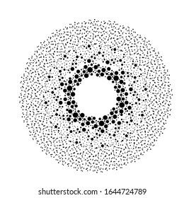 Los puntos de semitono en forma circular. logo circular . cuadro de puntos vectoriales . elemento de diseño