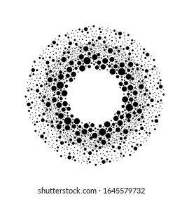 Halftone dots in circle form. round logo . vector dotted frame . design element