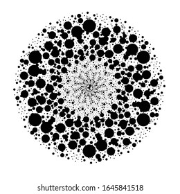 Halftone dots in circle form. round logo . vector dotted frame . design element