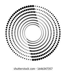 Halftone dots in circle form. round logo . vector dotted frame . design element
