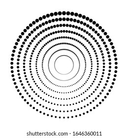 Halftone dots in circle form. round logo . vector dotted frame . design element