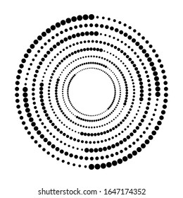 Halftone dots in circle form. round logo . vector dotted frame . design element